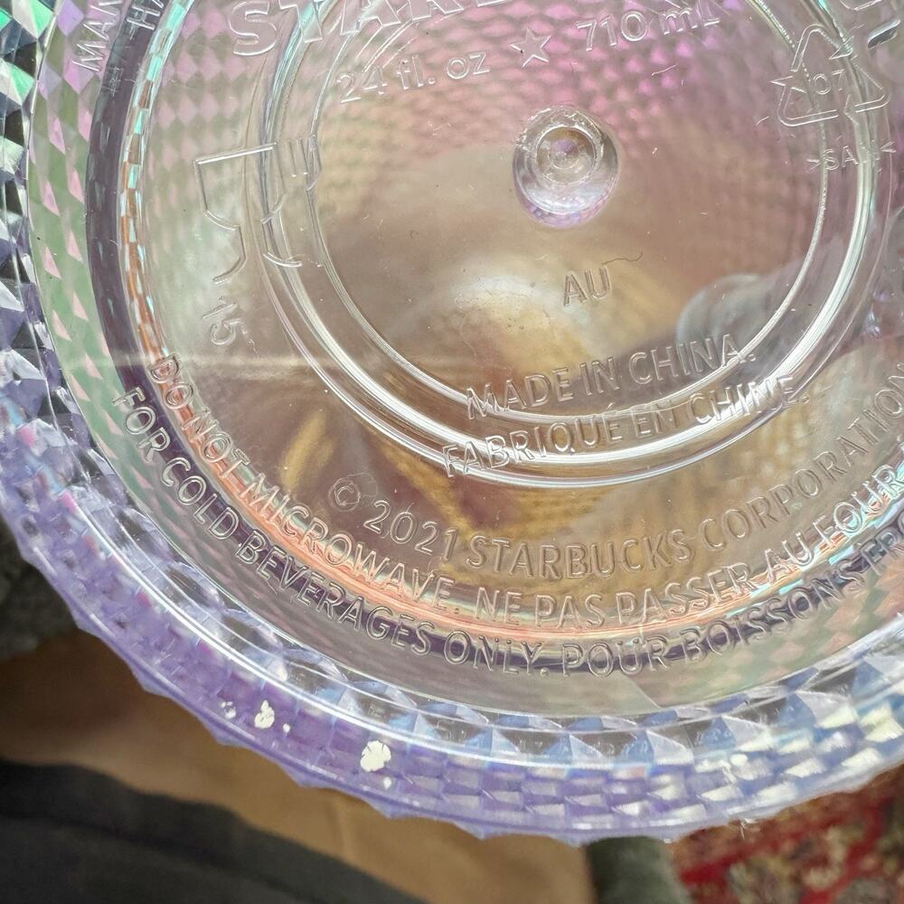 Starbucks 24 Oz Venti Iridescent Unicorn Studded Grid Tumbler 2021 With Straw - Picture 4 of 6